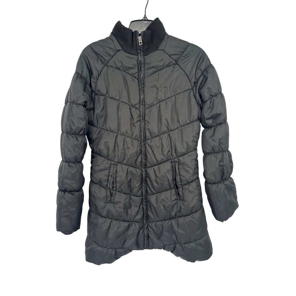 Lucky Brand Black Puffer Jacket girls size large Full Zip  Winter Coat